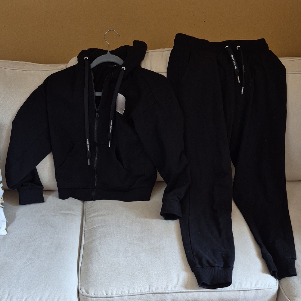 Armani Exchange Black Hoodie and Jogger Set